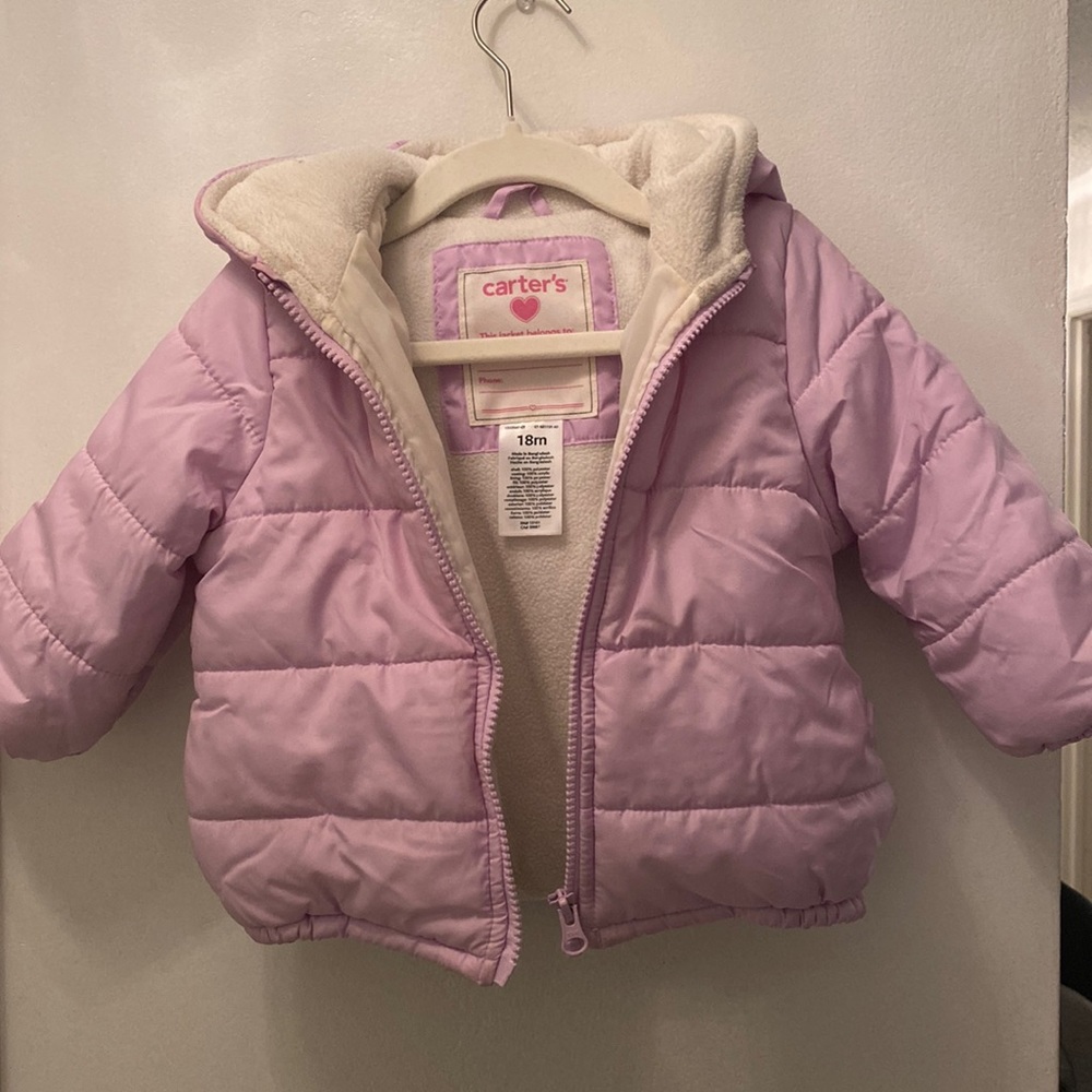 Carters purple puffer jacket size 18 months